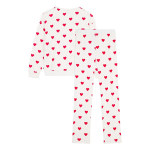 Petit Bateau - Organic Cotton Heart Pajamas | White