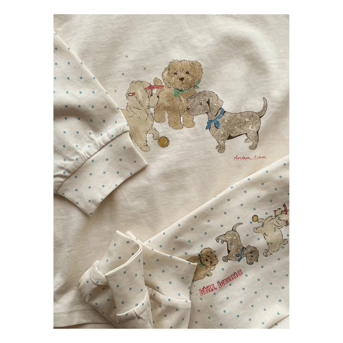Konges Sløjd - Organic Cotton "Puppies" T-Shirt and Pants Set | Ecru