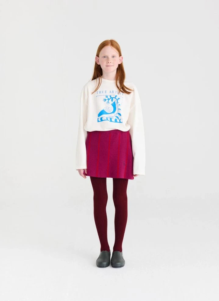 True Artist - Striped Wool Ex Libris Skirt | Burgundy