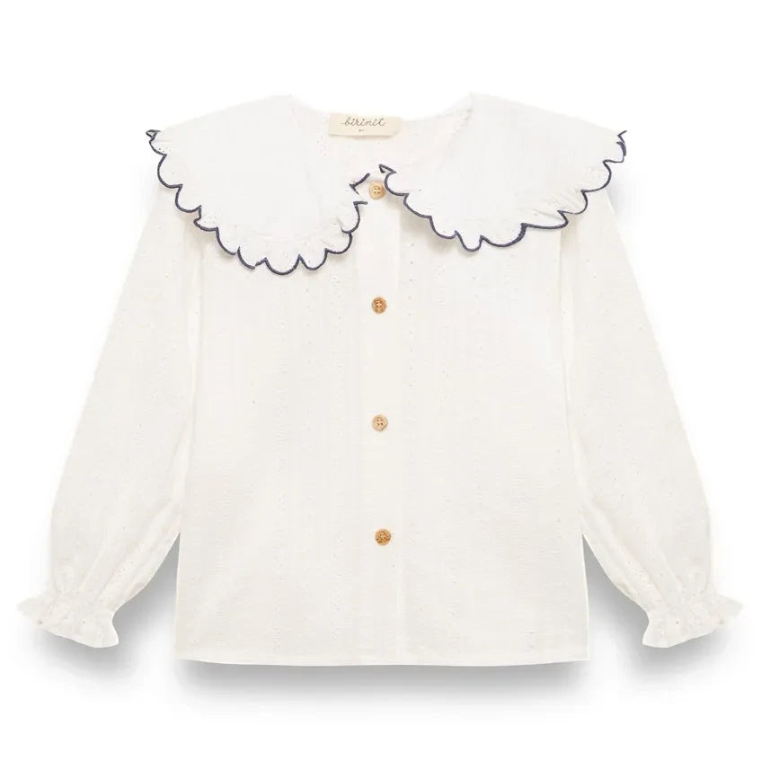 birinit - Rita Embroidered Organic Cotton Blouse | Ivory