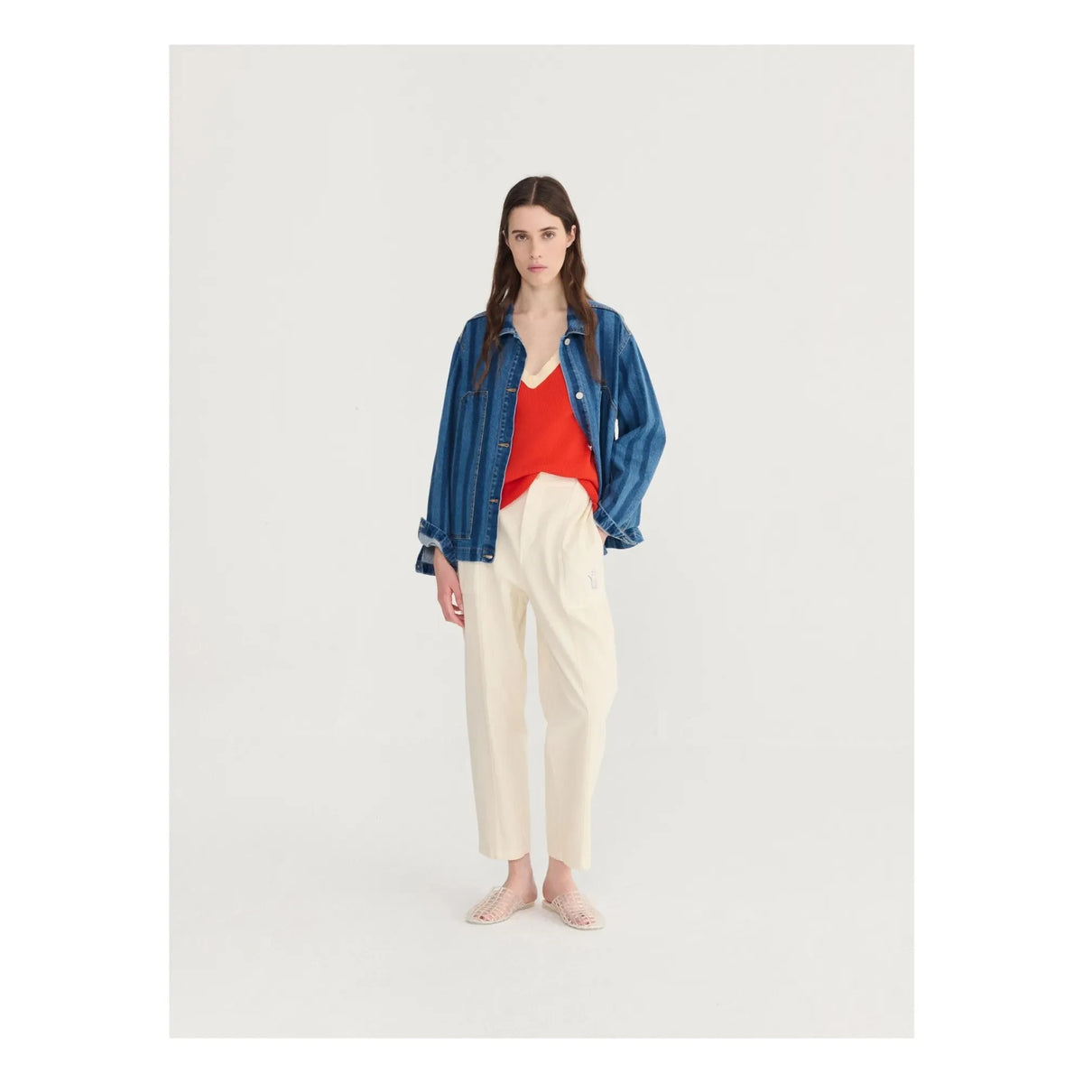 Bobo Choses - Blue Denim Striped Organic Cotton Jacket