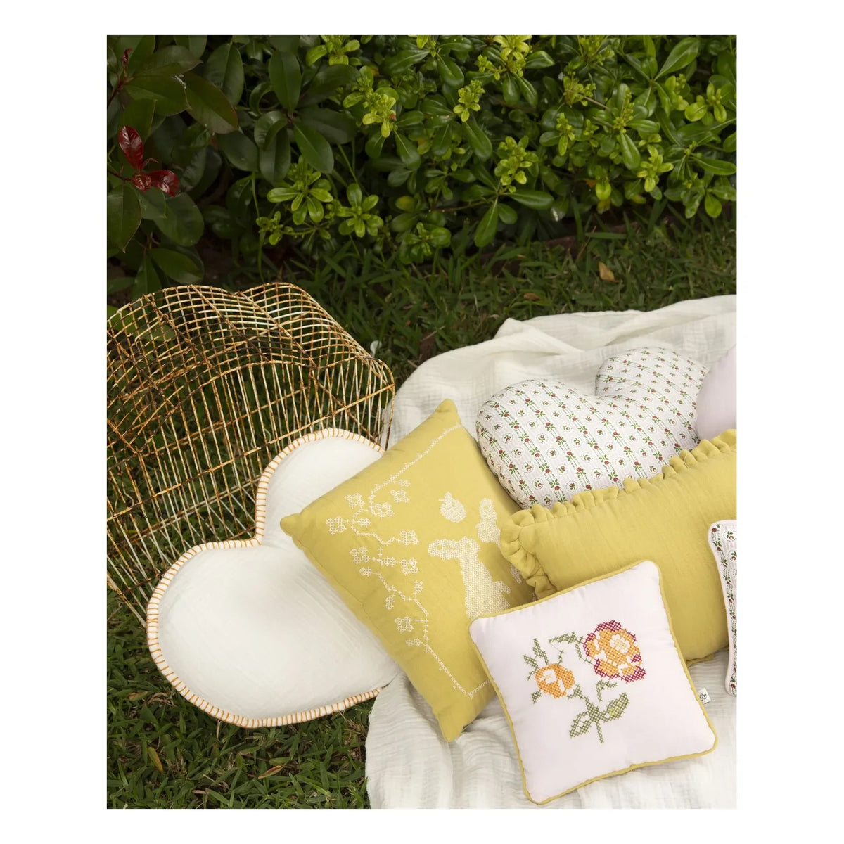 Editions Aimable - Camille Ruffled Pillow | Pistachio Green