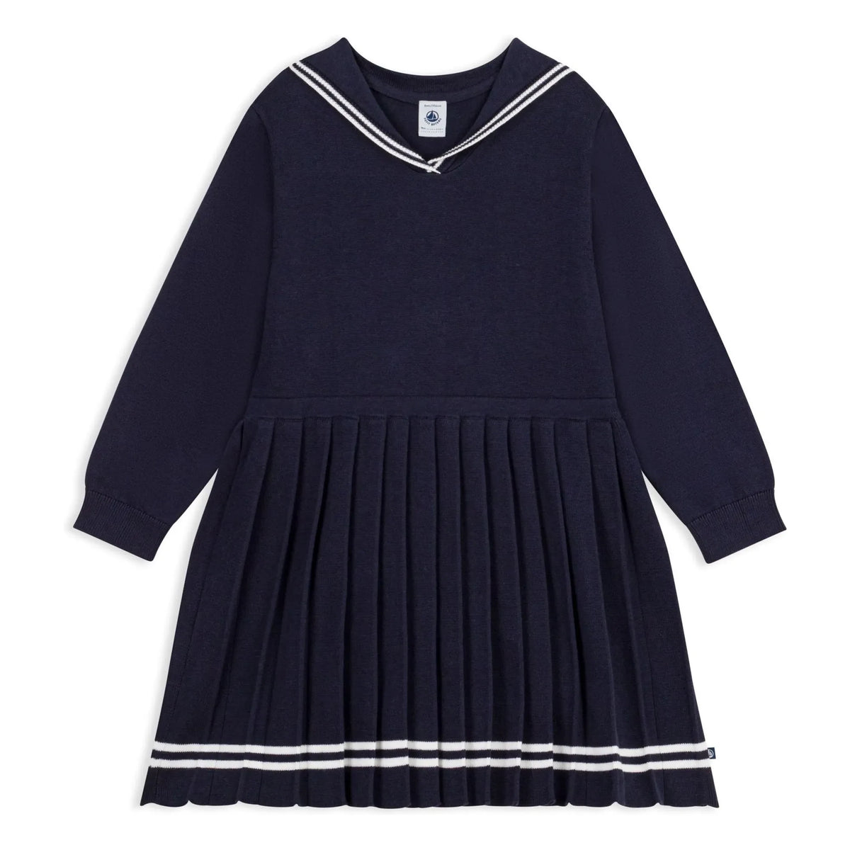 Petit Bateau - Sailor collar organic cotton dress | Navy