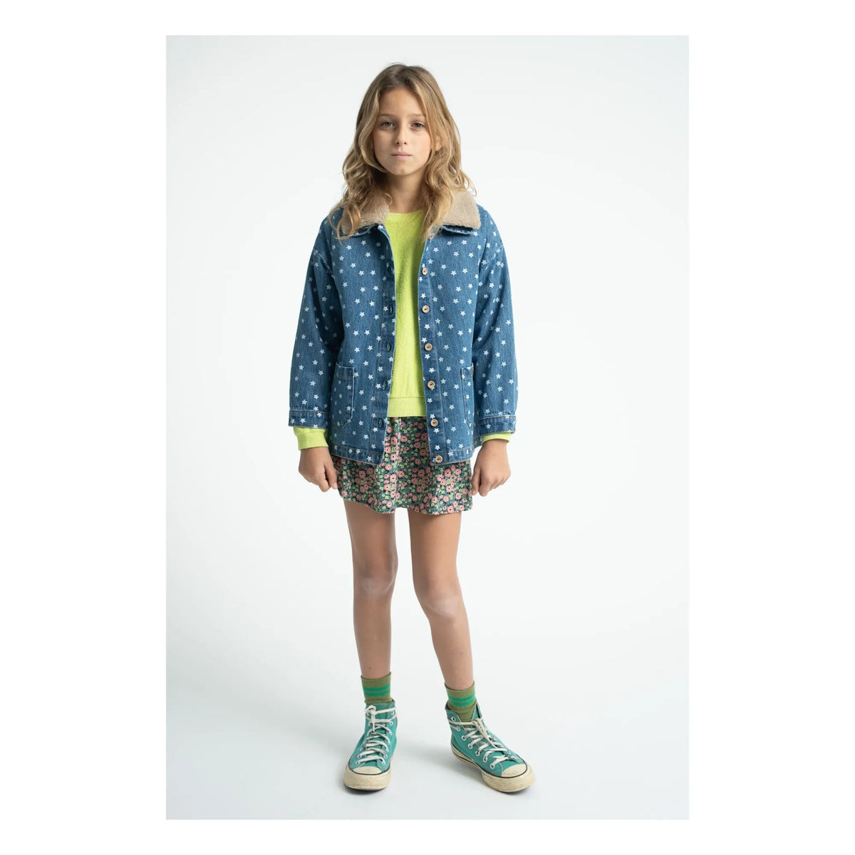 Piupiuchick - Fluorescent Yellow | Organic Cotton Terry Ruffled Sweatshirt