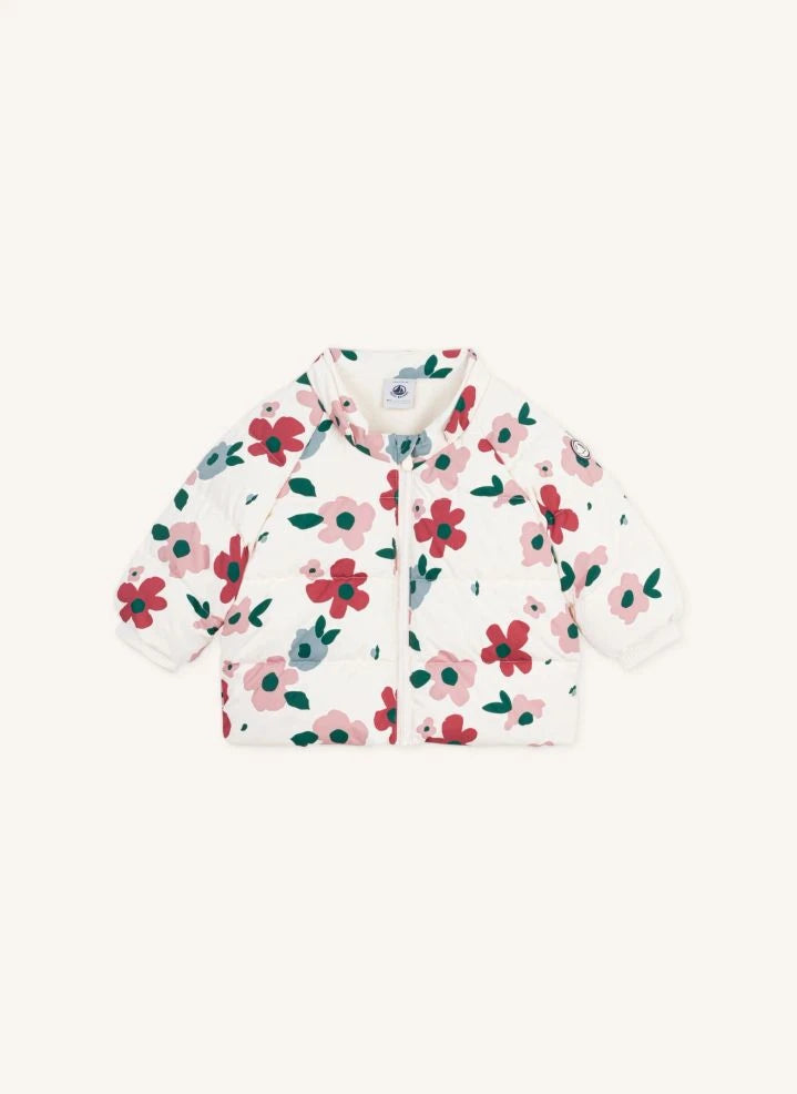 Petit Bateau - Baby Floral Puffer Jacket | Ecru