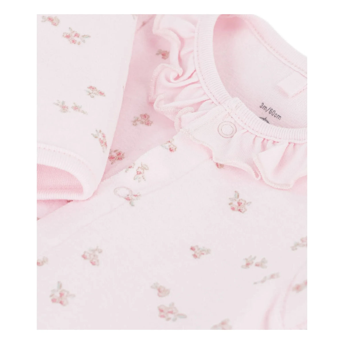 Petit Bateau - Floral Velour Cotton Organic Pajamas | Light Pink