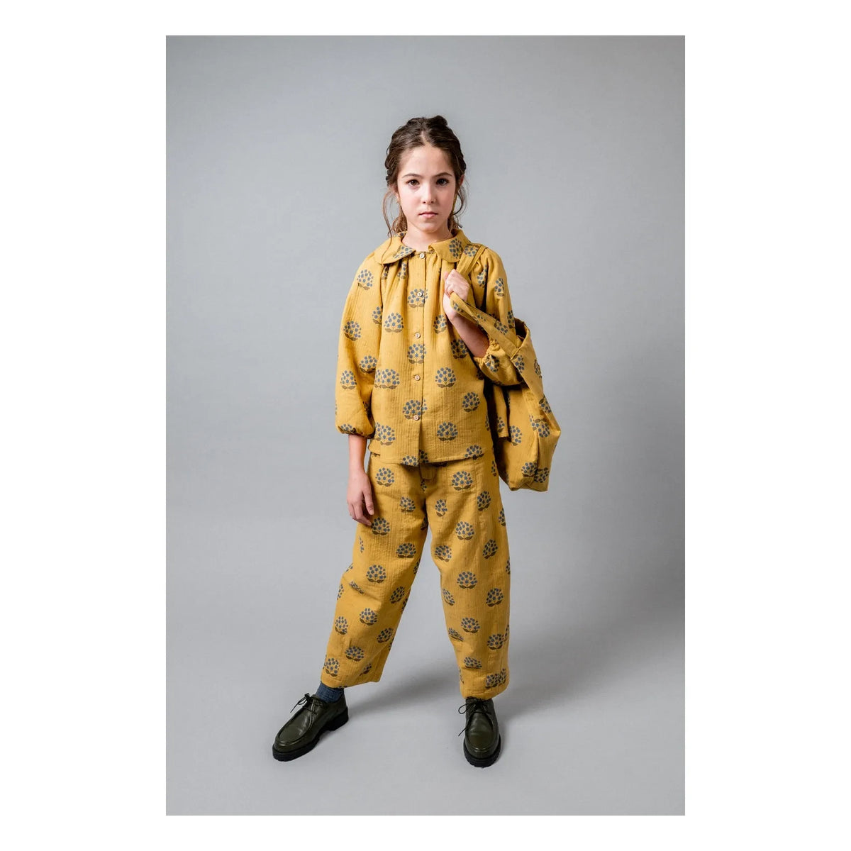 birinit - Arboleda Claudine Neck Blouse Organic Cotton Flowers | Yellow