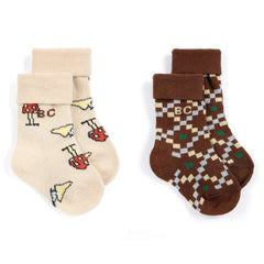 Bobo Choses - 2 Pairs Set of Organic Cotton Mushroom Socks | Brown