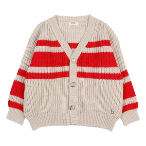Búho - Striped Cardigan | Red