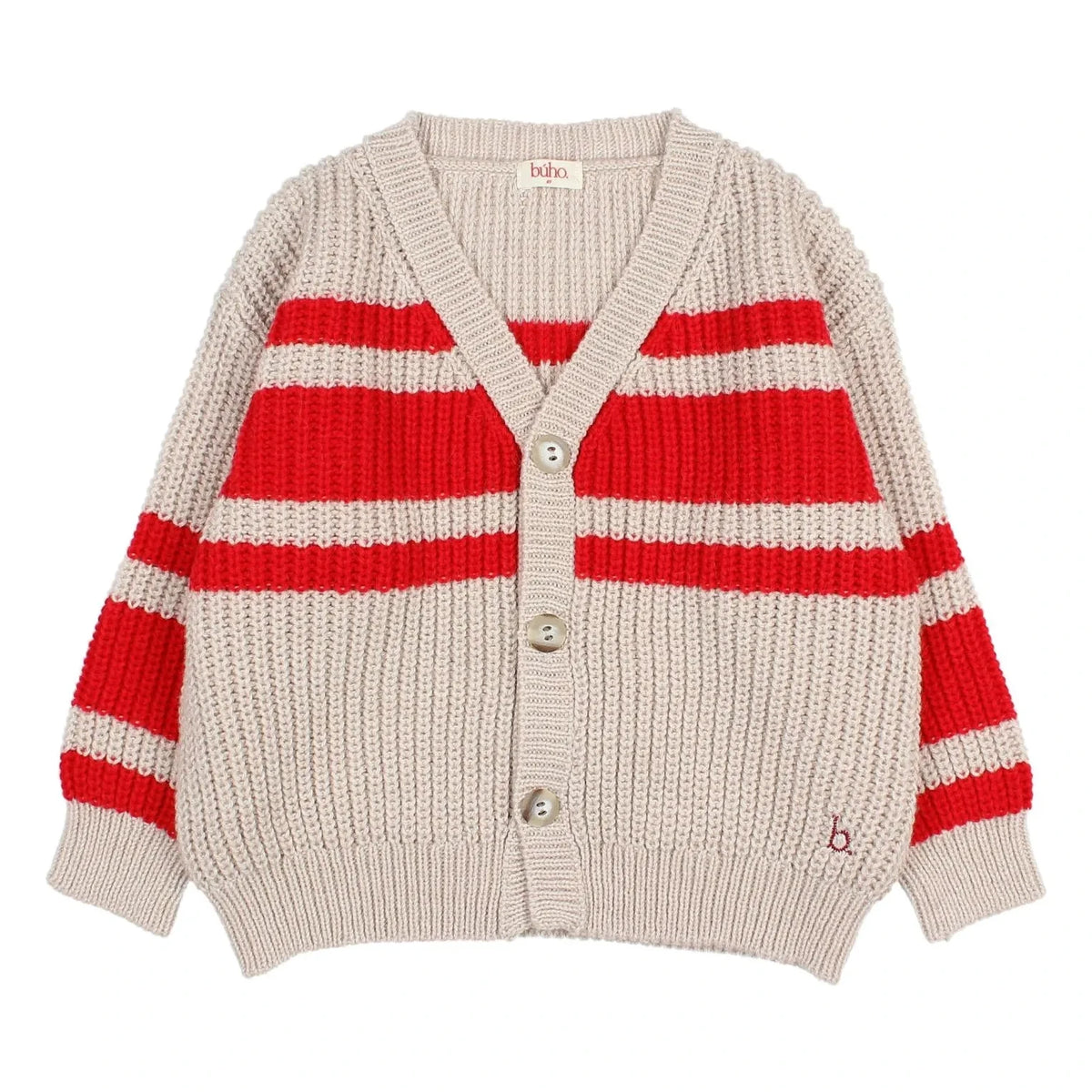 Búho - Striped Cardigan | Red
