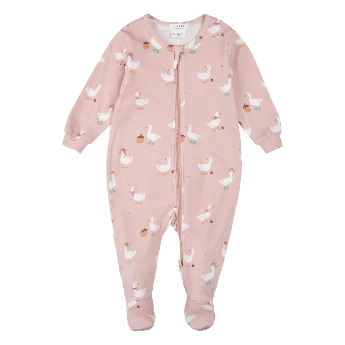 Petit Lem - Duck Printed Modal and Organic Cotton Footed Pajama | Pink
