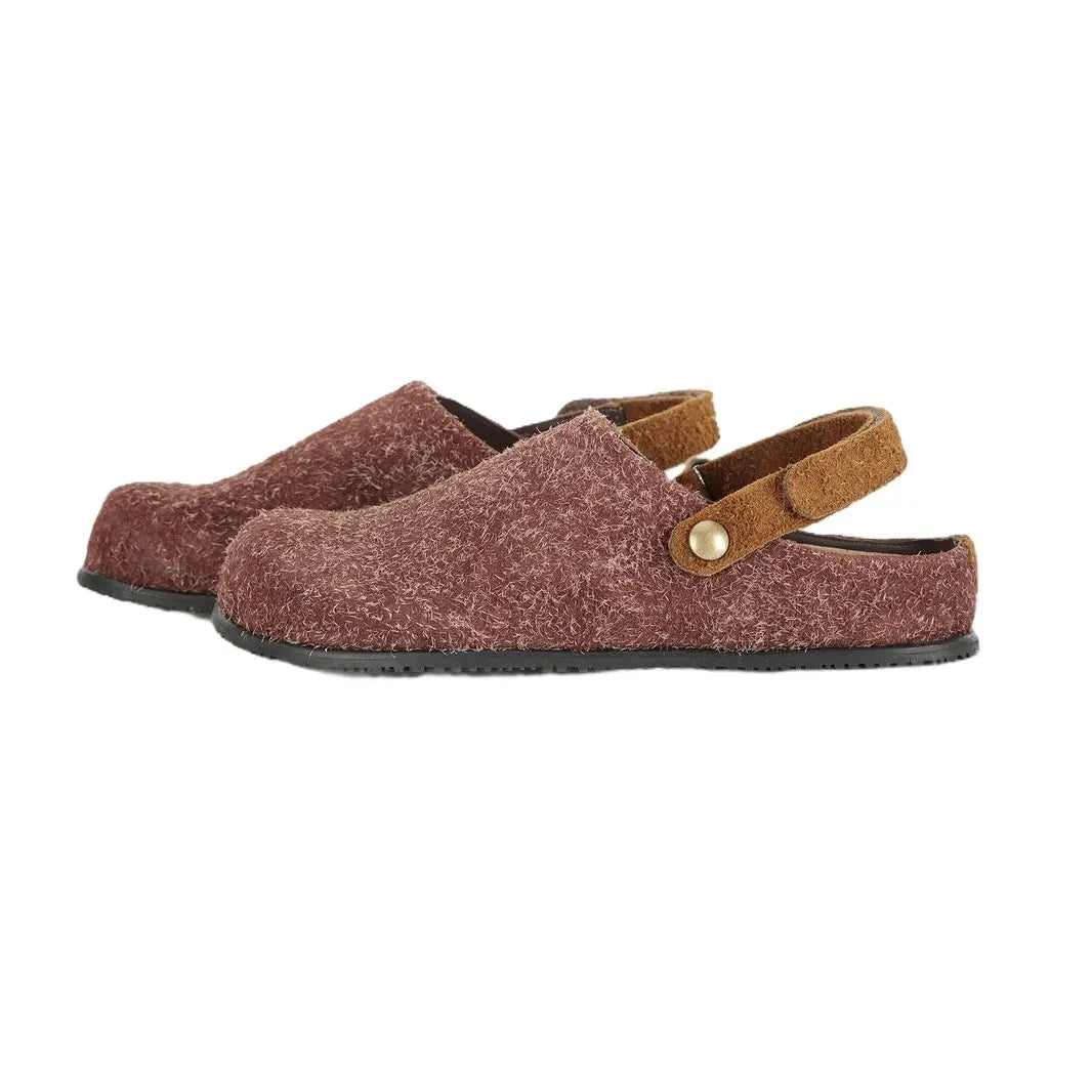 Bobo Choses - Garden Fur Leather Slippers | Dark Brown