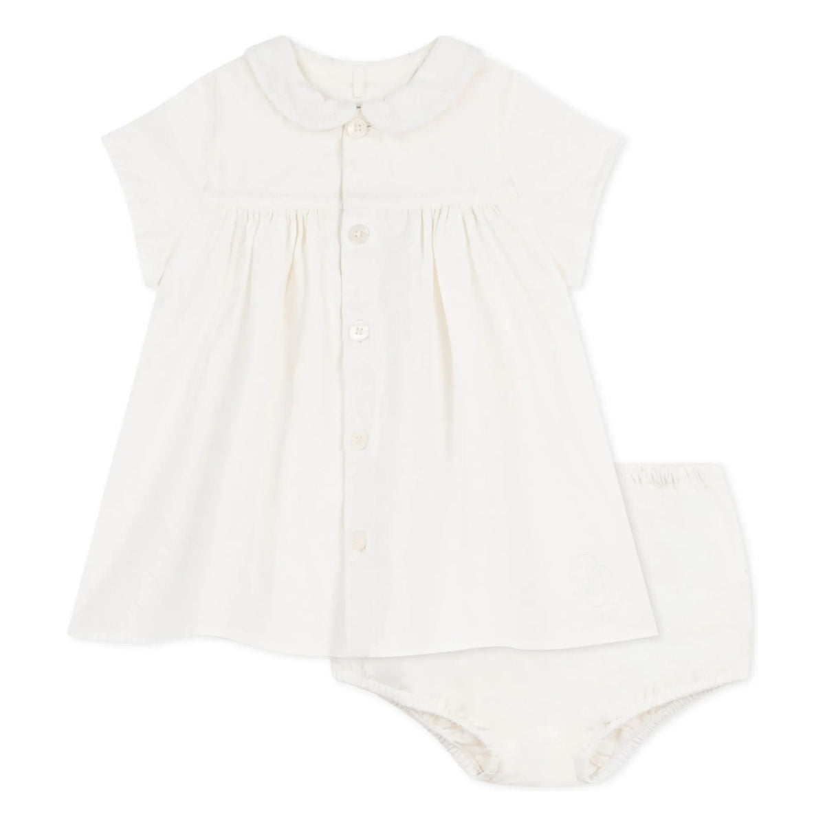 Petit Bateau - Linen and Organic Cotton Dress and Bloomer Set | White