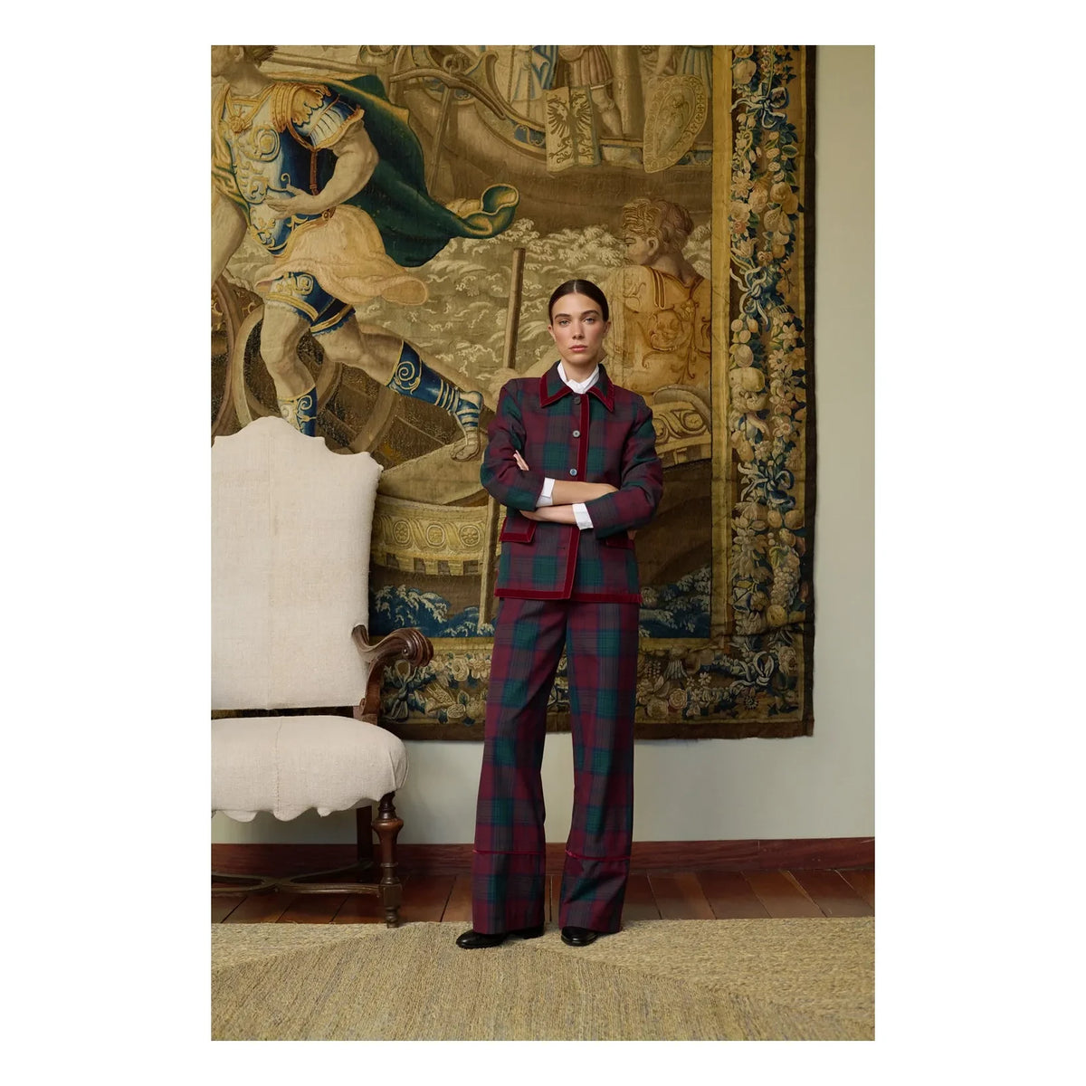 Maria de la Orden - Jude Check Jacket | Burgundy