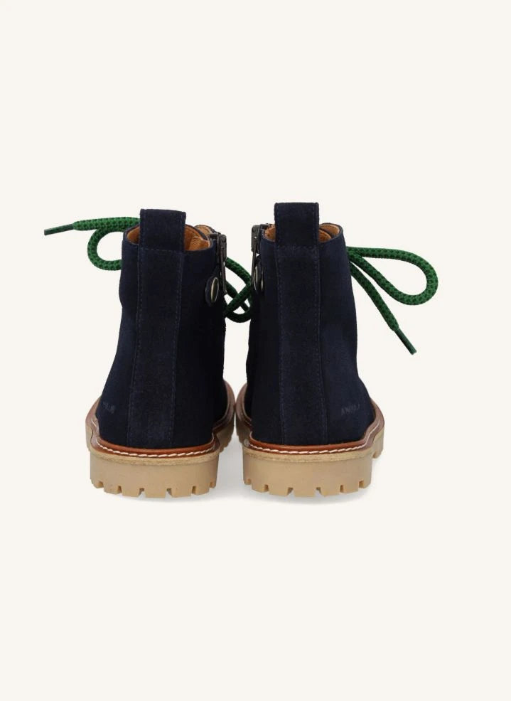 Angulus - Lace-Up Suede Boots | Navy