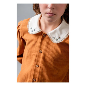 birinit - Claudine Collar Blouse Organic Cotton | Terracotta