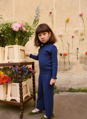 Louise Misha - Java Wool Gathered Neck Sweater | Navy