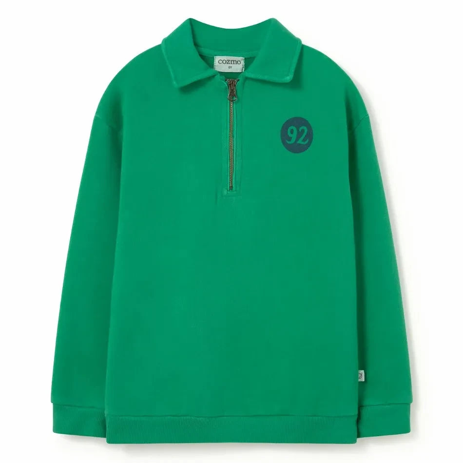Cozmo - Otto Polo Collar Sweatshirt | Meadow Green