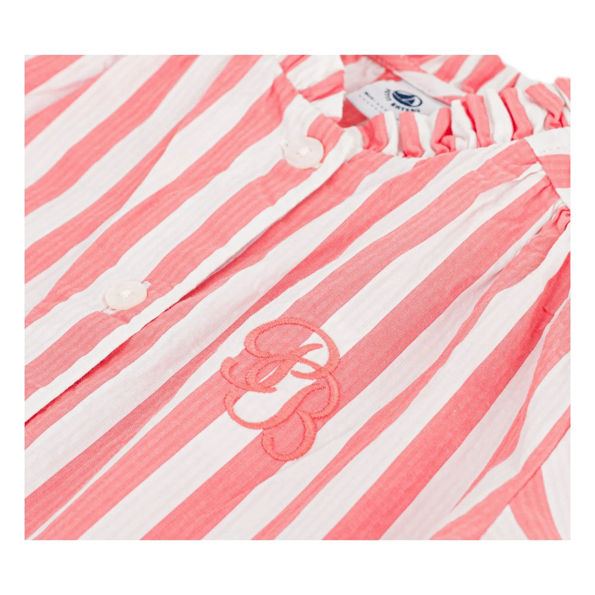 Petit Bateau - Striped Organic Cotton Blouse | Coral