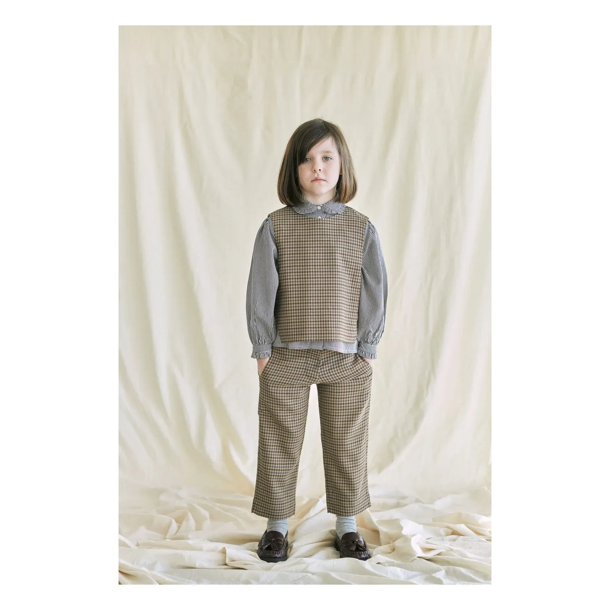 Tangerine - Slim Fit Checkered Pants | Brown
