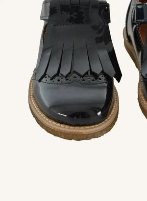 Emile et Ida - Tasseled Patent Leather Baby Shoes | Black