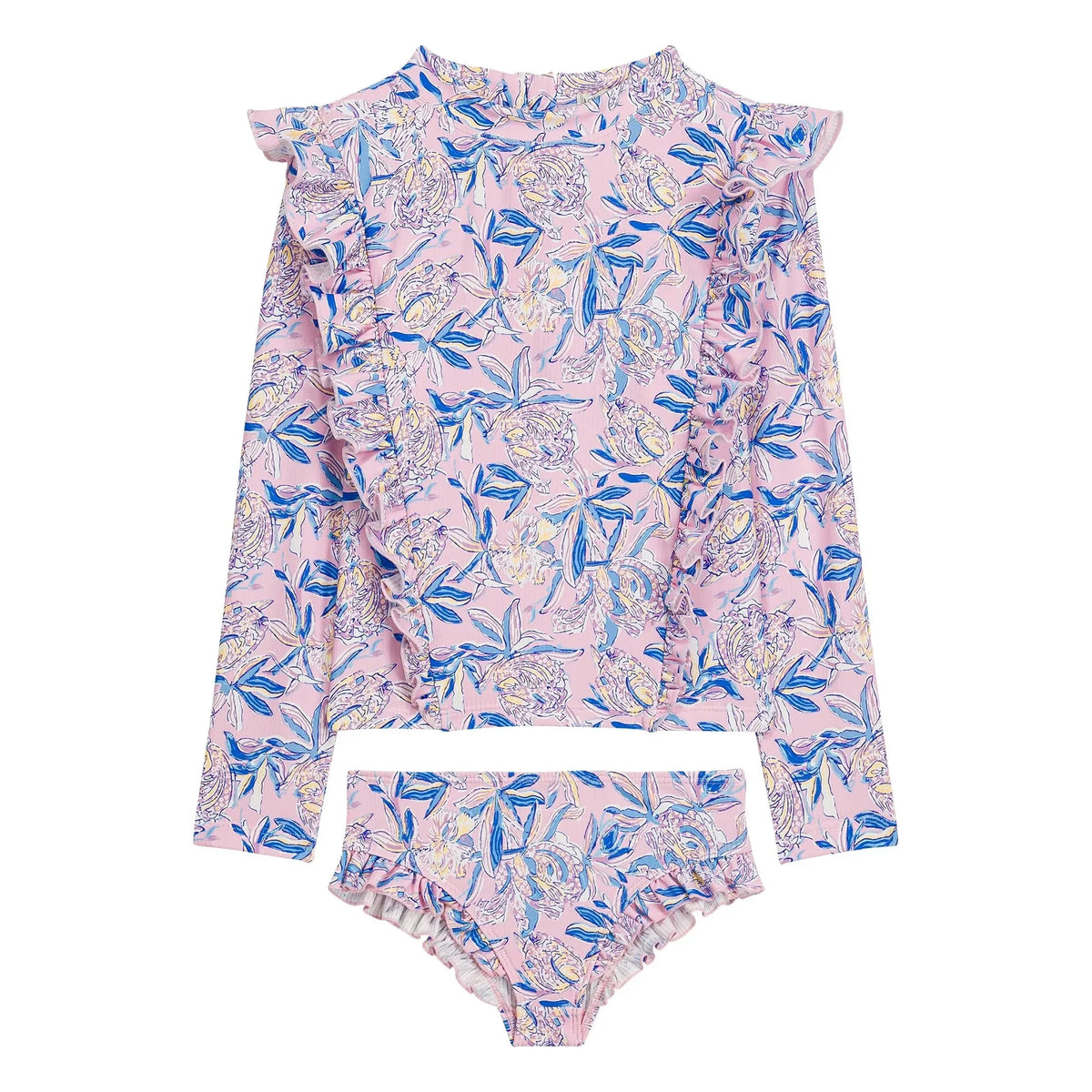 Louise Misha - Yanika Floral Long Sleeve Swimsuit Made from Recycled Fibers | Pink