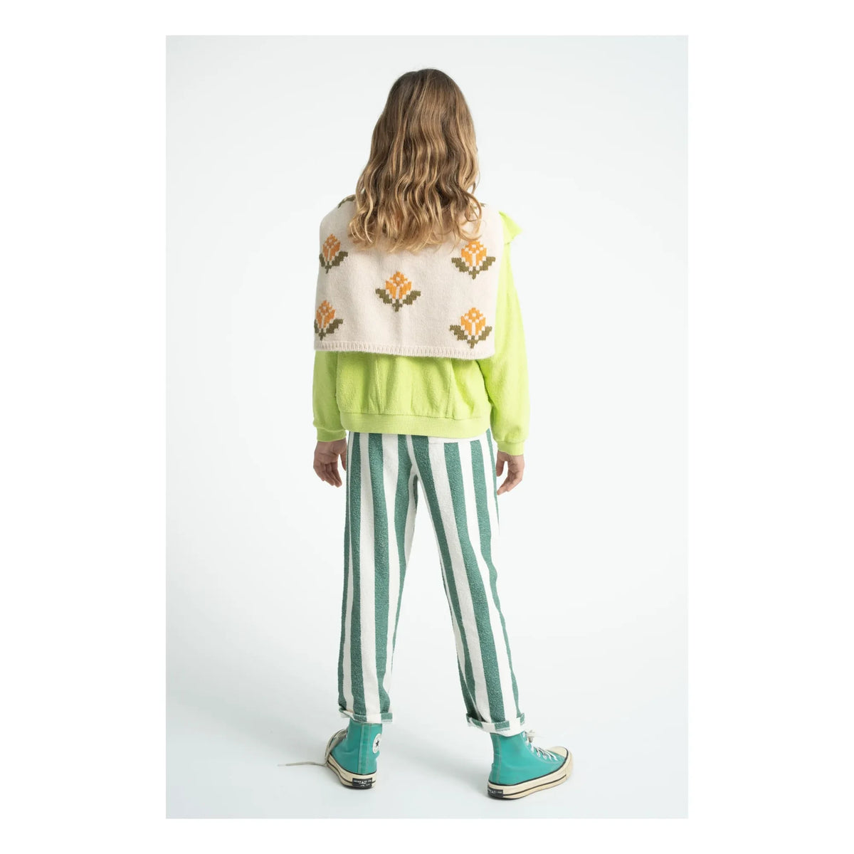 Piupiuchick - Fluorescent Yellow | Organic Cotton Terry Ruffled Sweatshirt