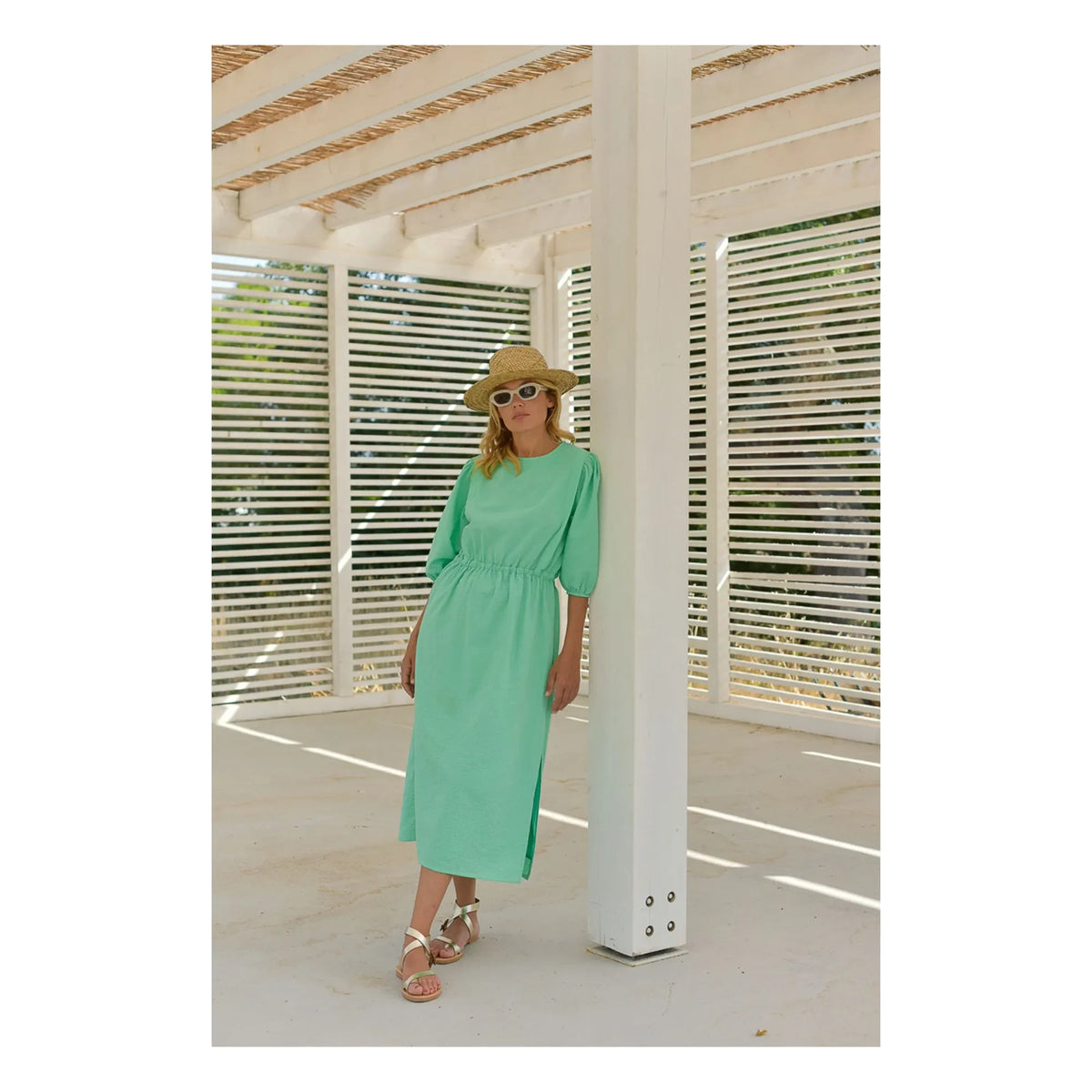 Marlot Paris - Aime Seersucker Dress - Women's Collection | Mint Green