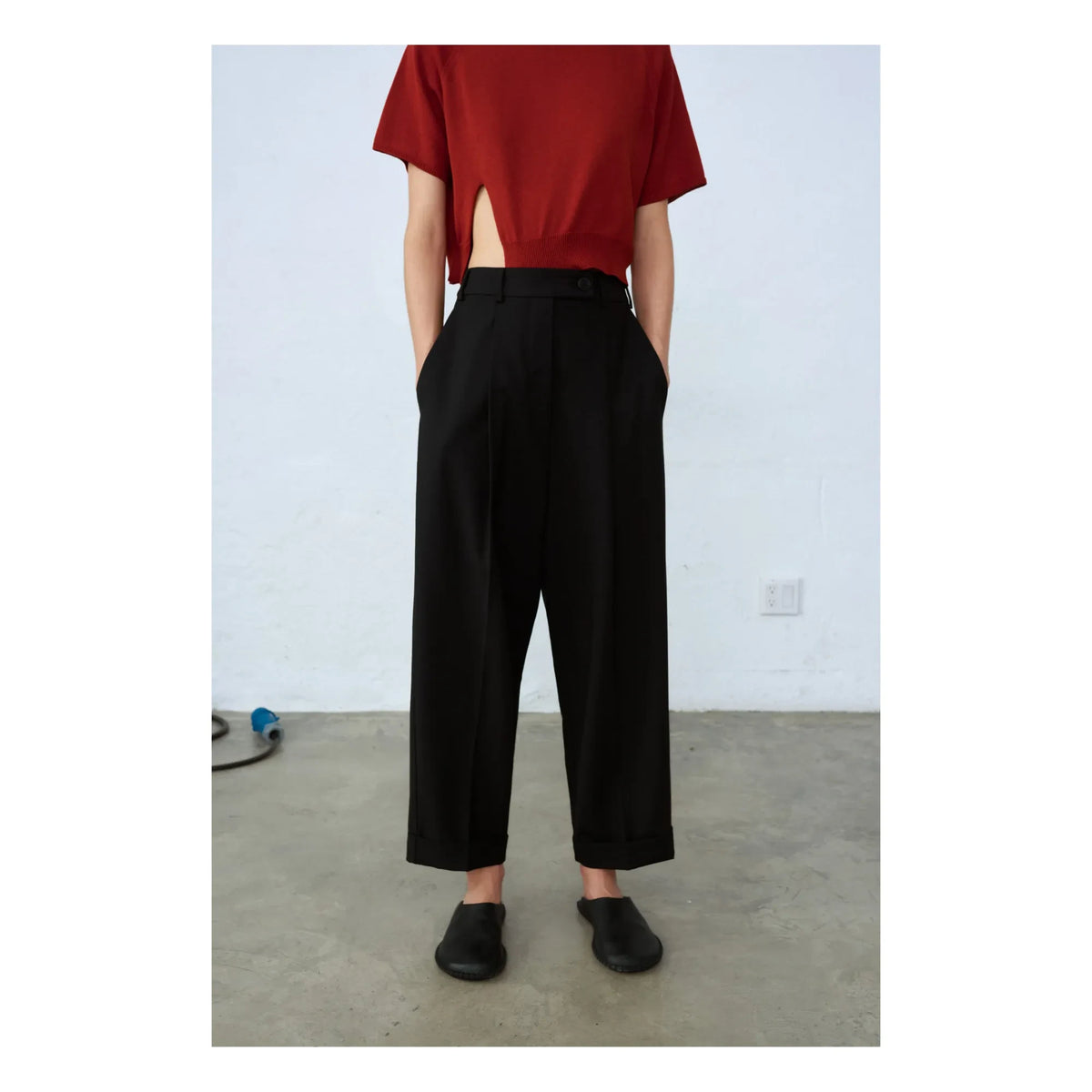 Cordera - Wool Men's Tailored Stitch Pants | Black