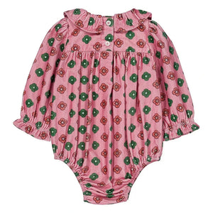 Hello Simone - Almond Ribbed Velvet Ruched Romper | Pink
