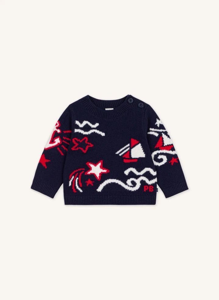 Petit Bateau - Wave Wool Sweater | Navy