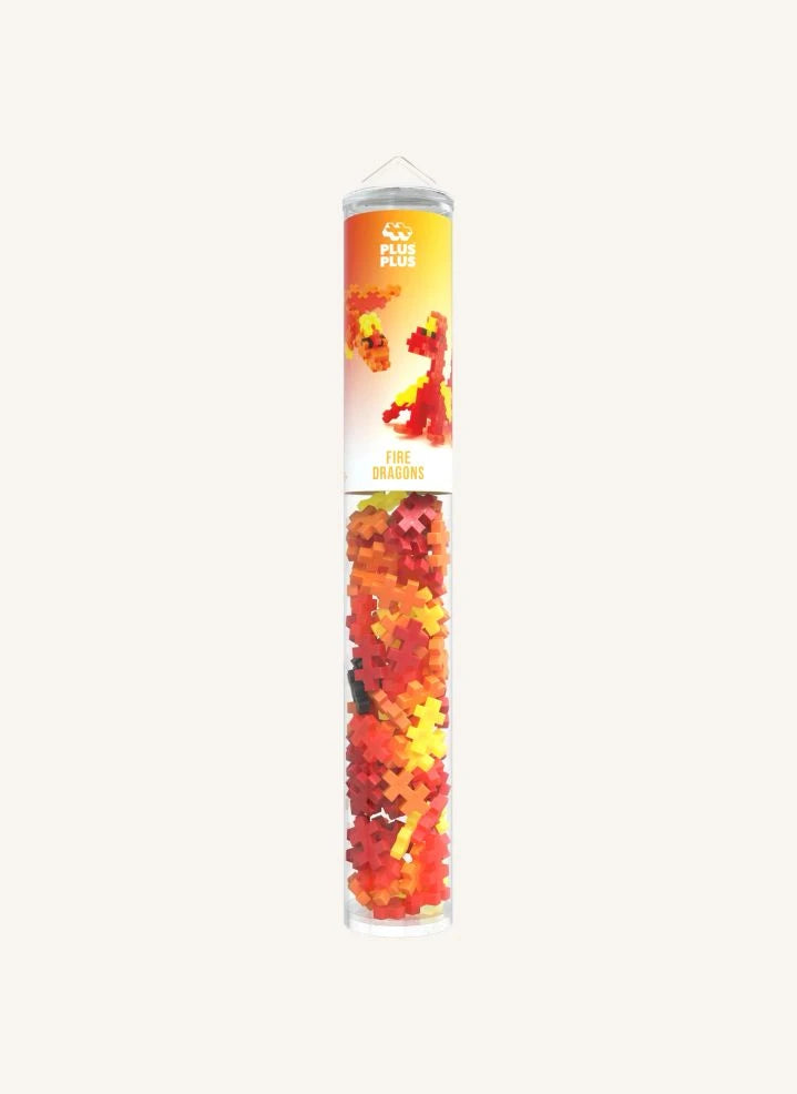 Plus-Plus - Fire Dragon Tubes - 100 Pieces | Orange