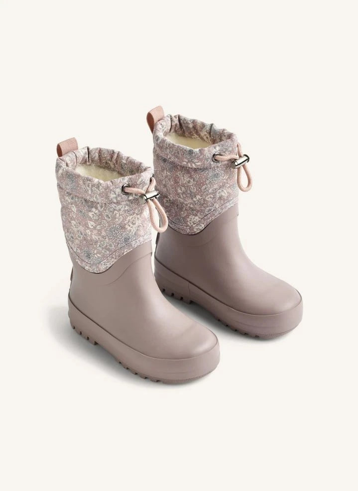 Wheat - Thermo Drizzle Floral Rain Boots | Pale Pink