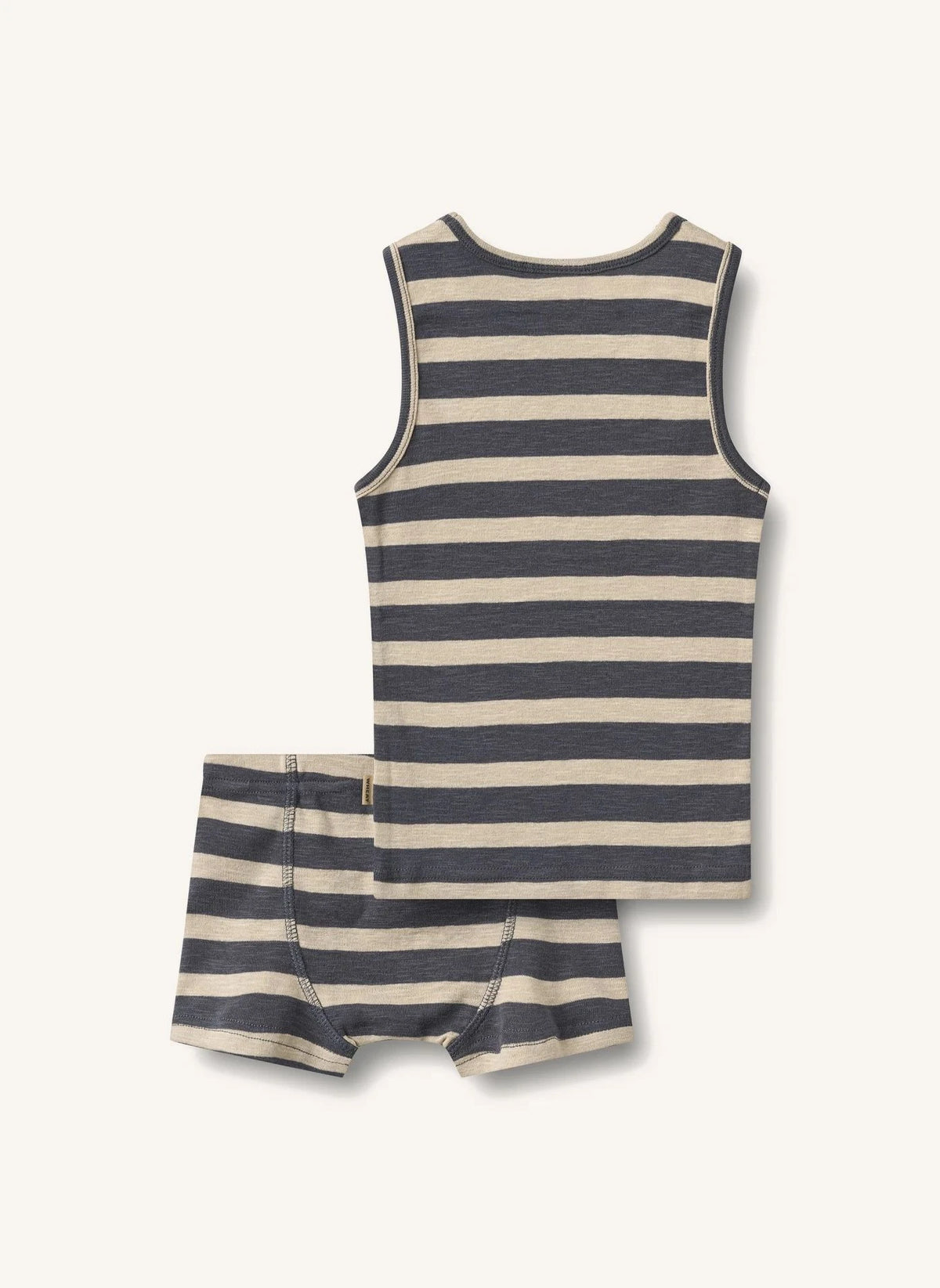 Wheat - Louis Striped Organic Cotton T-shirt and Shorts Set | Grey