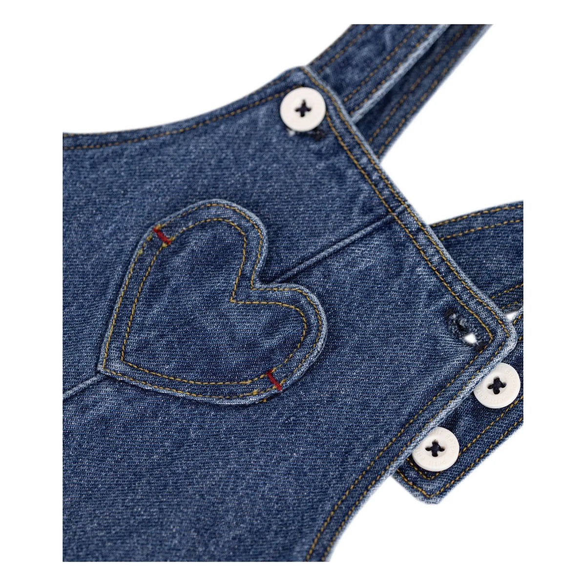 Petit Bateau - Organic Cotton Denim Heart Dungaree | Blue