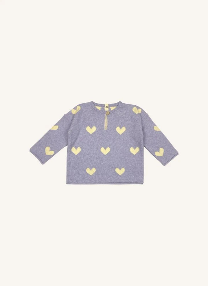 Bayiri - Amor Hearts Organic Cotton Sweater | Lavender