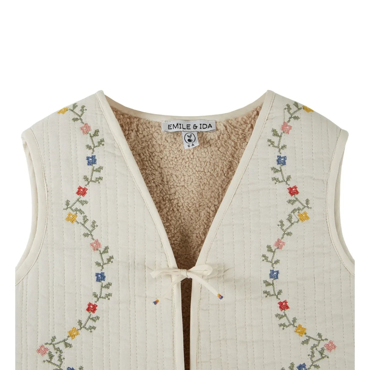 Emile et Ida - Point de Croix Sleeveless Jacket | Ecru