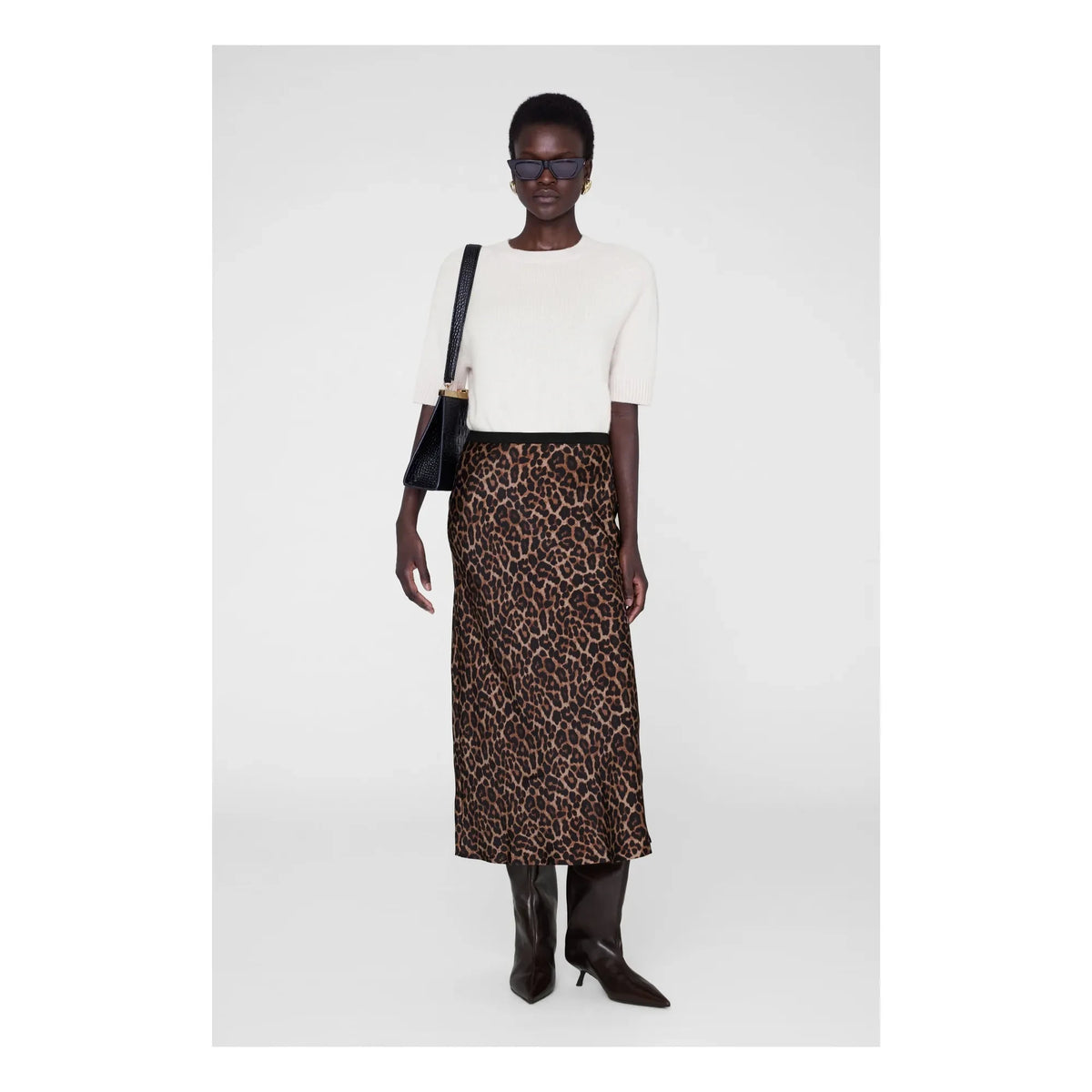 Anine Bing - Silk Leopard Bar Skirt | Leopard