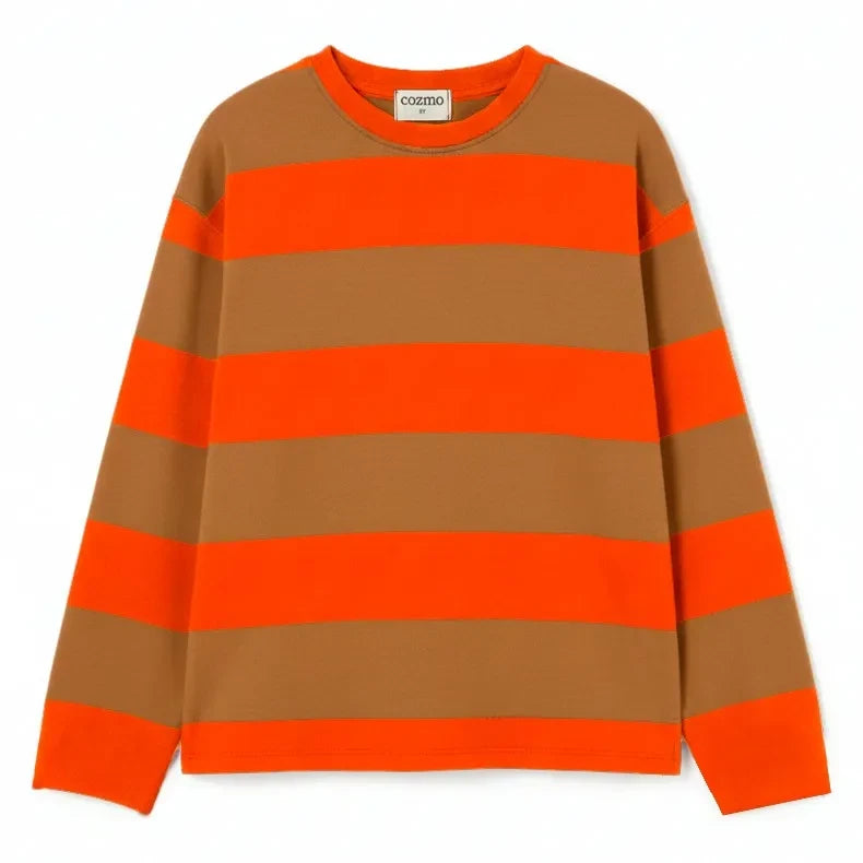 Cozmo - Basic striped T-shirt | Neon orange