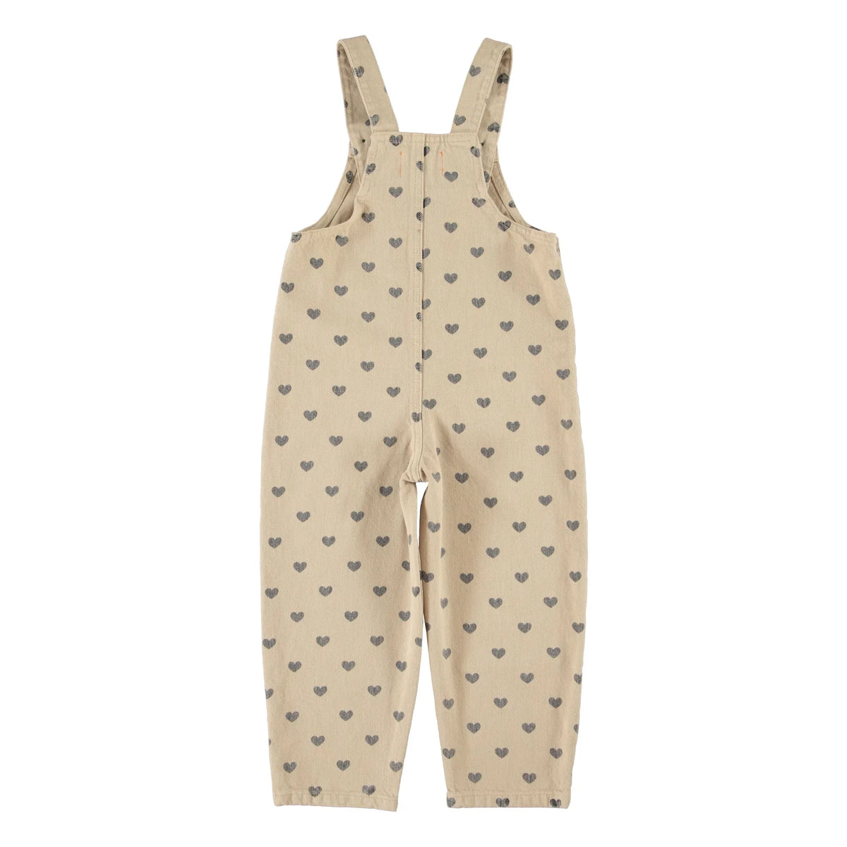 Piupiuchick - Organic Cotton Heart Detail Dungarees | Beige