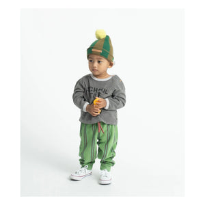 Piupiuchick - Organic Cotton Terry Textured Striped Jogger Trousers | Green
