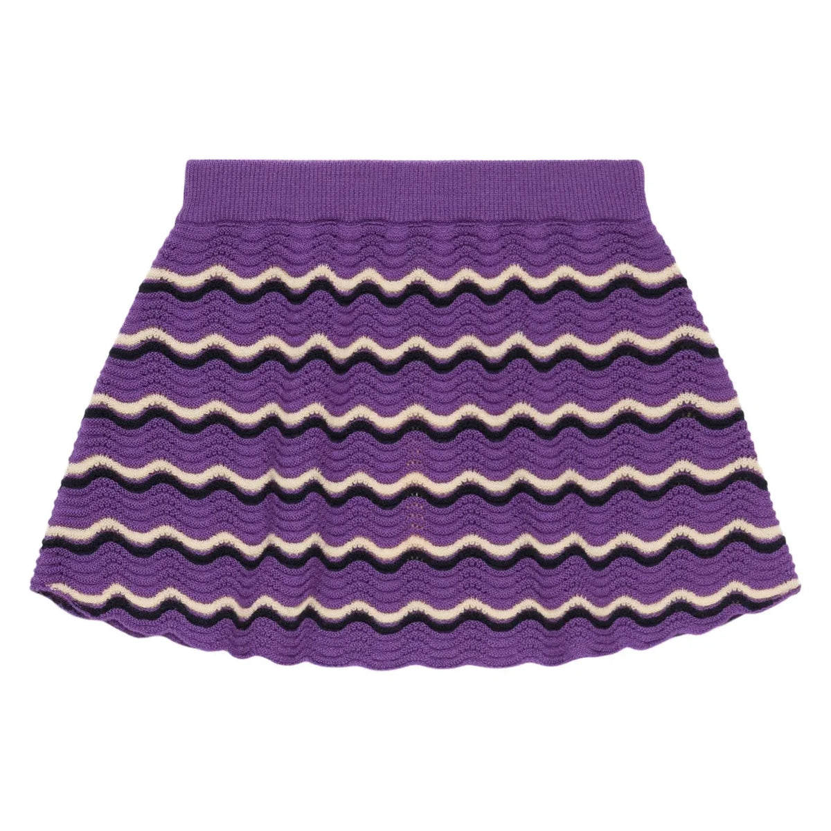 FUB - Merino Wool "Waves" Openwork Skirt | Purple