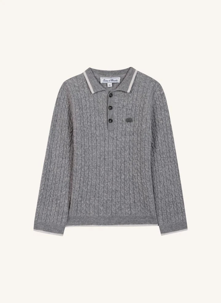 Tartine et Chocolat - Wool Turtleneck Sweater | Grey Melange