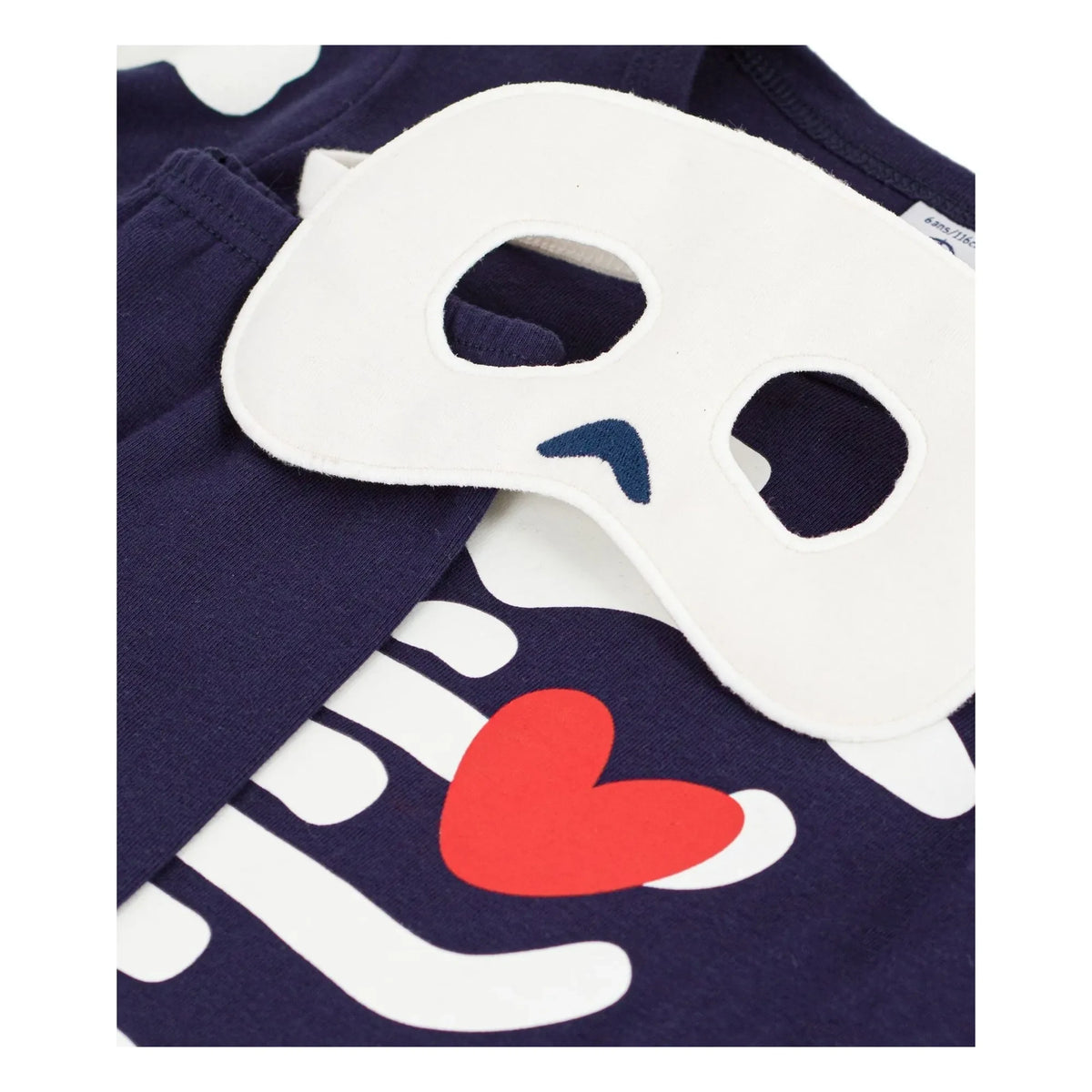 Petit Bateau - Organic Cotton Skeleton Pajama and Mask Set | Midnight Blue