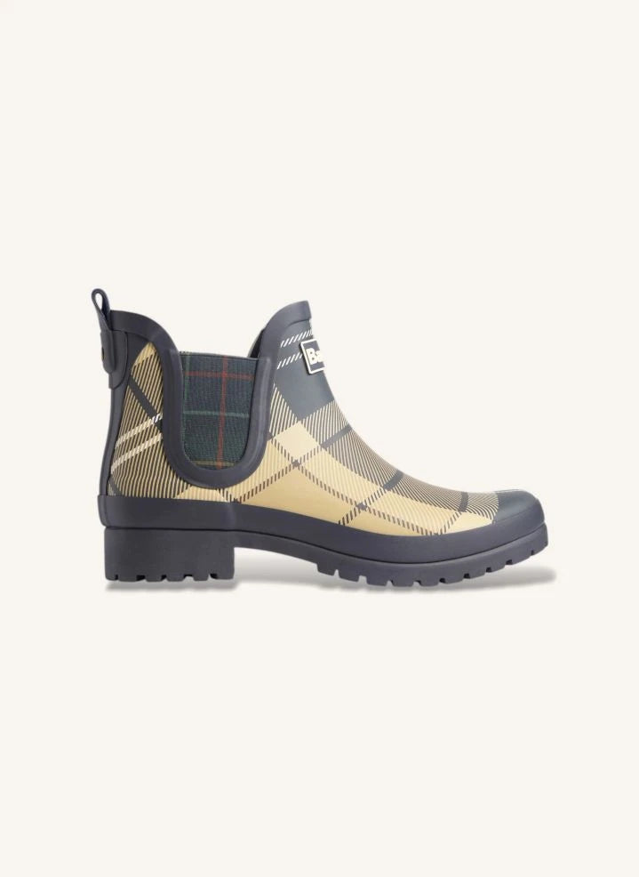 Barbour - Mallow Check Chelsea Rain Boots | Khaki