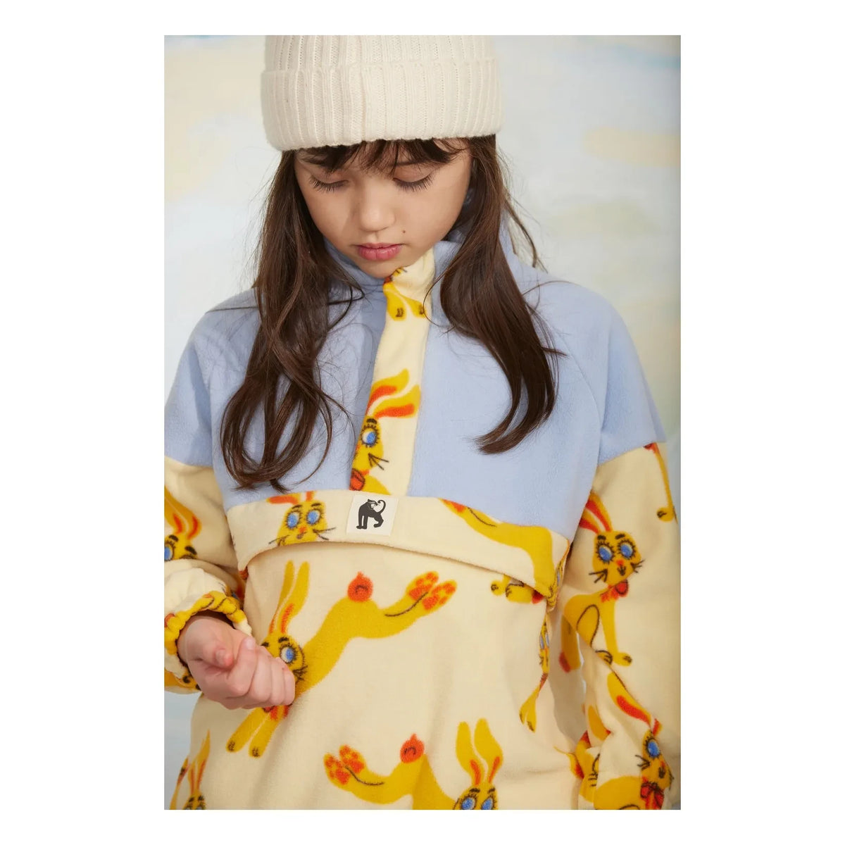 Mini Rodini - Zip Sweat Rabbits Recycled Fiber | Yellow