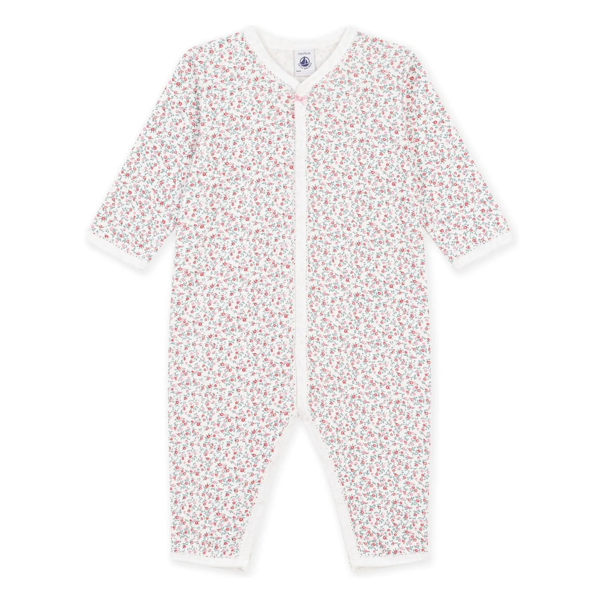 Petit Bateau - Dors Bien Footless Floral Organic Cotton Pajamas | White
