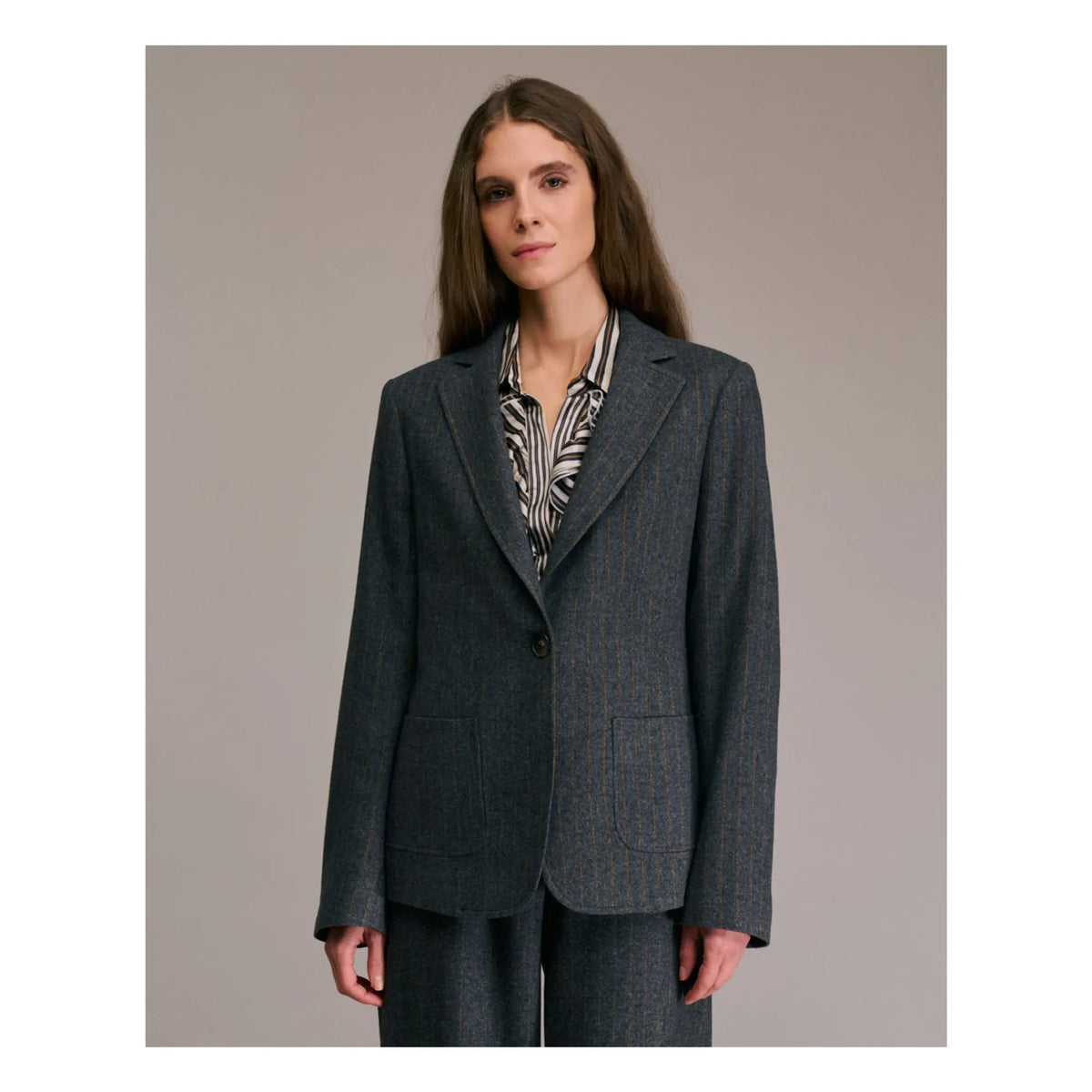 Diega - Vorado Striped Wool Jacket | Gray
