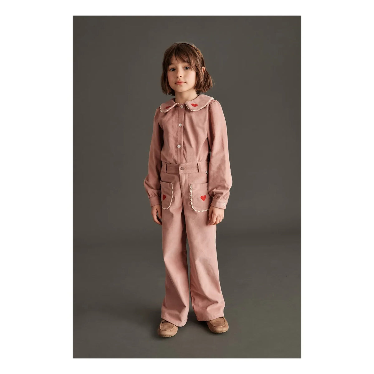 Mipounet - Géraldine Velvet Heart Blouse | Pale Pink