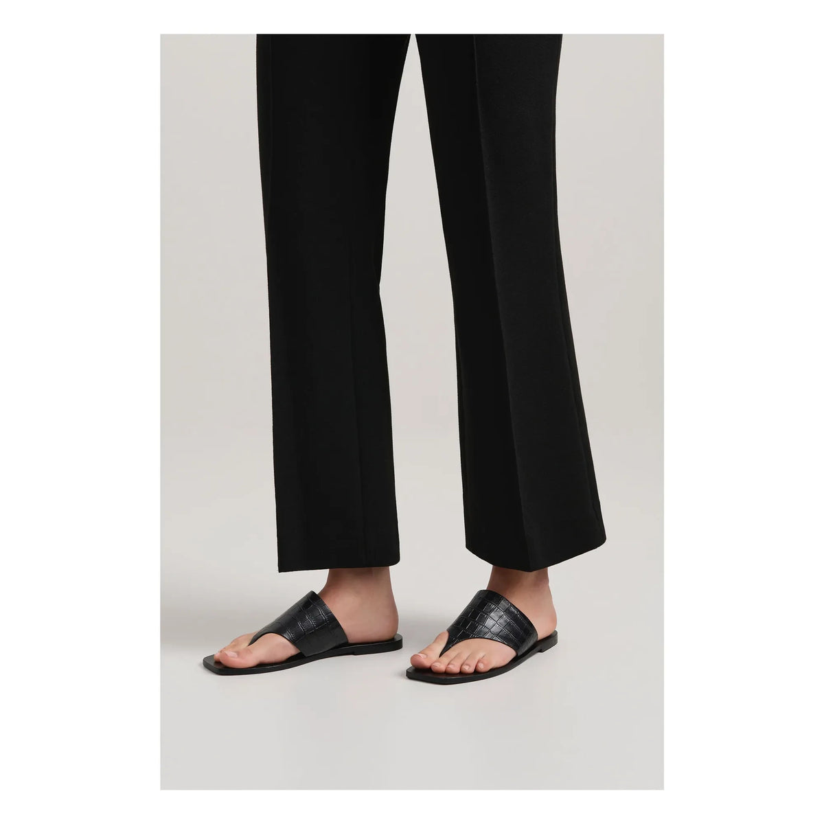 A. Emery - Crocodile Patterned Nose Sandals | Black